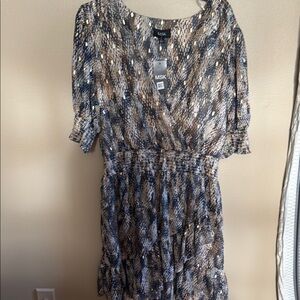 MSK Women's Blue and Brown Dress